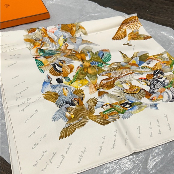 Hermes Multicolor Bird Print Scarf - Picture 3 of 6